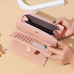 Crocodile Embossed Long Wallet Minimalist Clutch Card Case