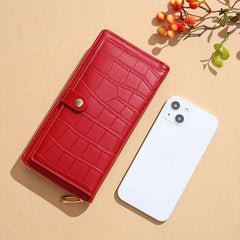 Crocodile Embossed Long Wallet Minimalist Clutch Card Case