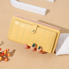 Crocodile Embossed Long Wallet Minimalist Clutch Card Case