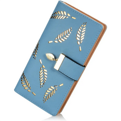 Women's Long Wallet Hollow Leaves Pattern Coin Purse Clutch