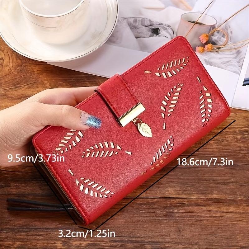 Women's Long Wallet Hollow Leaves Pattern Coin Purse Clutch