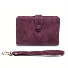 Vintage Short Wallet Solid Clutch Coin Purse With Snap Flap