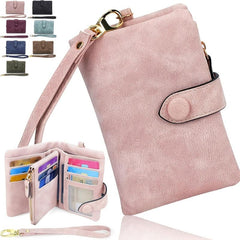 Vintage Short Wallet Solid Clutch Coin Purse With Snap Flap