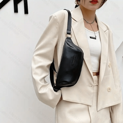 Retro Sling Bag Waterproof PU Leather Crossbody Chest Bag