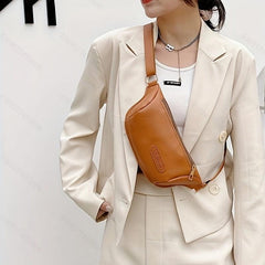 Retro Sling Bag Waterproof PU Leather Crossbody Chest Bag