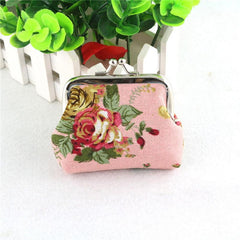 Floral Print Coin Purse Small Storage Bag for Earphone & Key