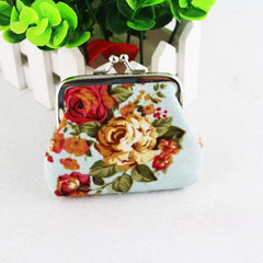 Floral Print Coin Purse Small Storage Bag for Earphone & Key