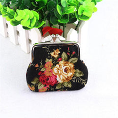 Floral Print Coin Purse Small Storage Bag for Earphone & Key