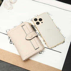 Women's Bifold Wallet Clutch Purse with Button Flap
