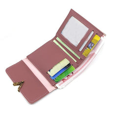 Small Faux Leather Wallet with Card Slots & ID Window