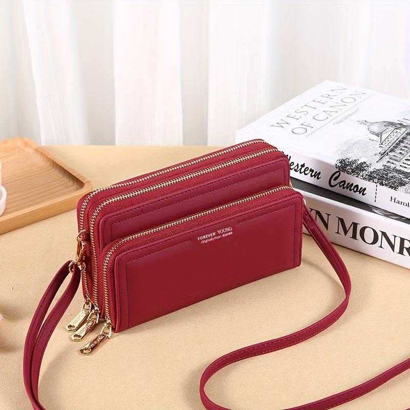 Women's Large Shoulder Bag with Zippers - Casual Work Bag