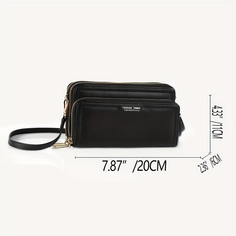 Women's Large Shoulder Bag with Zippers - Casual Work Bag