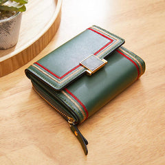 Women's Short Wallet Coin Purse Trifold Clutch With Zip Pocket