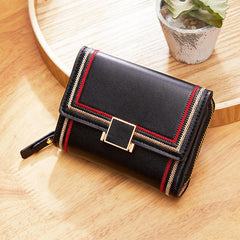 Women's Short Wallet Coin Purse Trifold Clutch With Zip Pocket