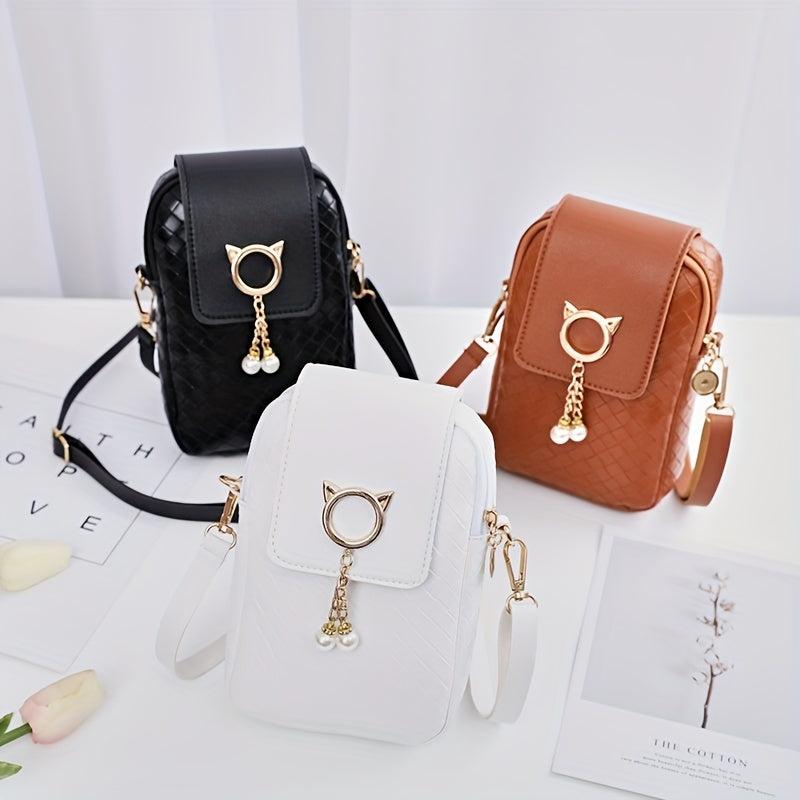 Women's Minimalist Shoulder Bag Braided Phone Bag