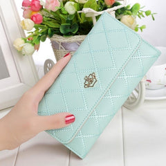 Argyle Embroidery Long Wallet Women's Clutch Purse Coin Bag