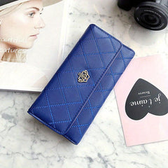 Argyle Embroidery Long Wallet Women's Clutch Purse Coin Bag