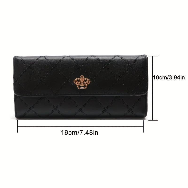 Argyle Embroidery Long Wallet Women's Clutch Purse Coin Bag