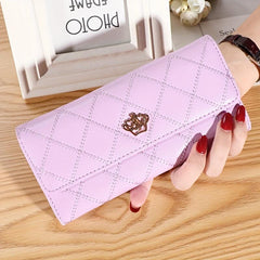 Argyle Embroidery Long Wallet Women's Clutch Purse Coin Bag