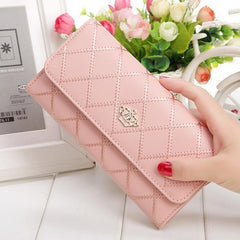 Argyle Embroidery Long Wallet Women's Clutch Purse Coin Bag