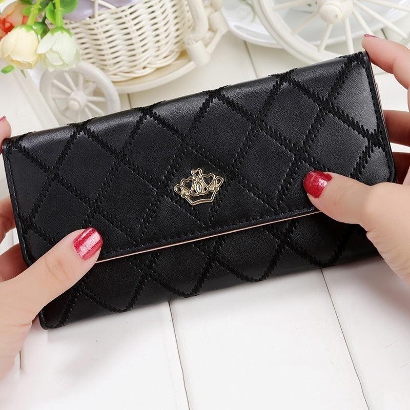 Argyle Embroidery Long Wallet Women's Clutch Purse Coin Bag