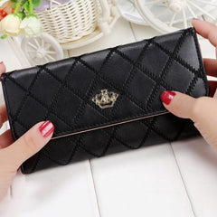 Argyle Embroidery Long Wallet Women's Clutch Purse Coin Bag