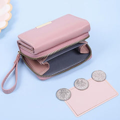 Tri Fold Card Slot Wallet Zip Coin Purse