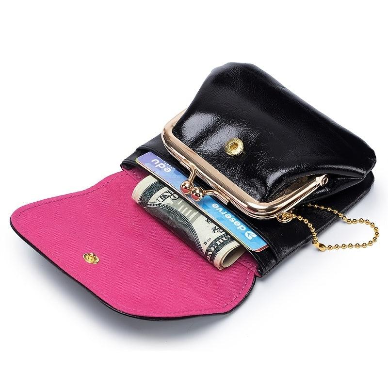 Solid Coin Purse Flap Purse Clutch Wallet Kiss Lock
