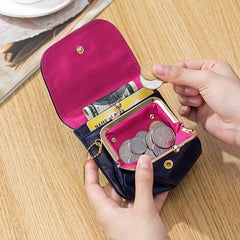 Solid Coin Purse Flap Purse Clutch Wallet Kiss Lock