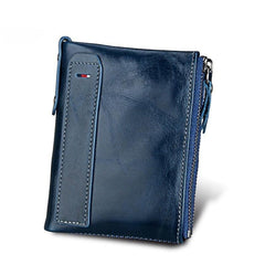 Retro Style RFID Blocking Small Wallet with Coin Pocket & Card Slots