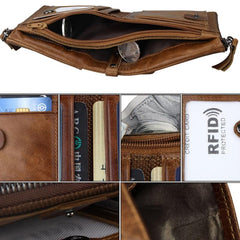 Retro Style RFID Blocking Small Wallet with Coin Pocket & Card Slots