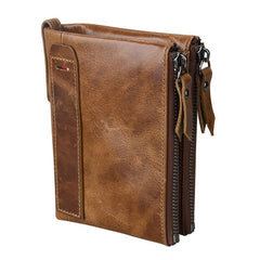 Retro Style RFID Blocking Small Wallet with Coin Pocket & Card Slots