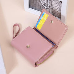 Women's Quilted Trifold Clutch Wallet with Zipper, Wristband