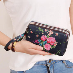 Print Pattern Coin Purse Long Wallet with Zippers