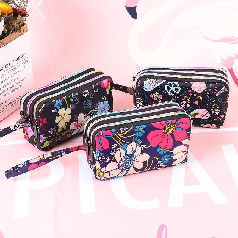 Print Pattern Coin Purse Long Wallet with Zippers
