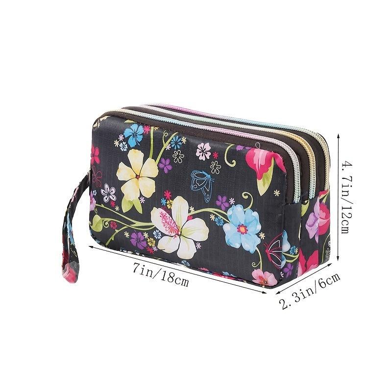 Print Pattern Coin Purse Long Wallet with Zippers