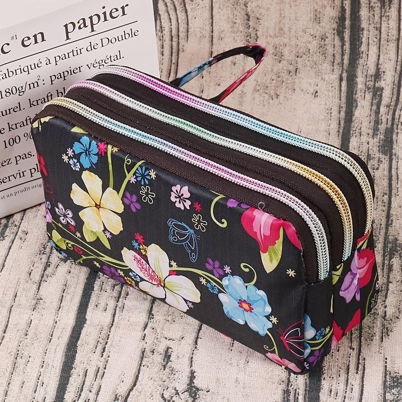 Print Pattern Coin Purse Long Wallet with Zippers