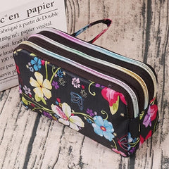 Print Pattern Coin Purse Long Wallet with Zippers