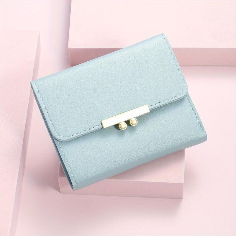 Minimalist Solid Short Wallet Trifold Coin Purse