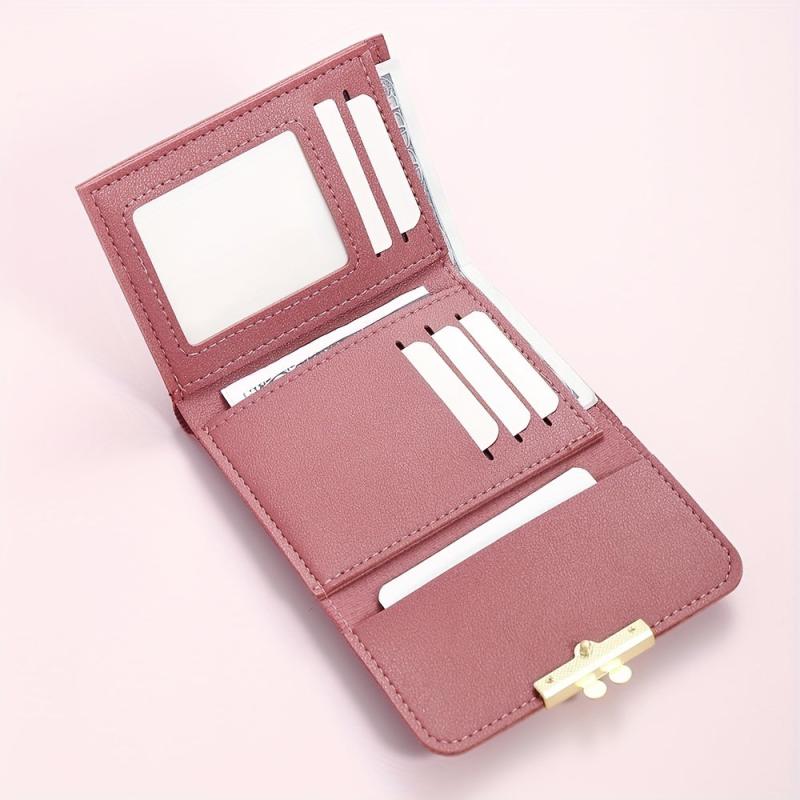 Minimalist Solid Short Wallet Trifold Coin Purse