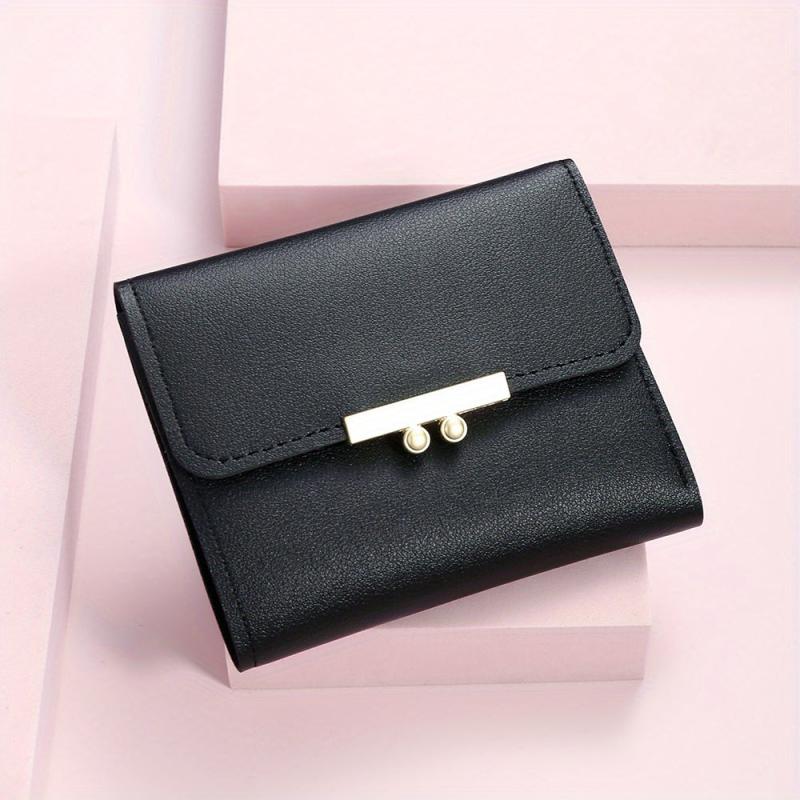 Minimalist Solid Short Wallet Trifold Coin Purse