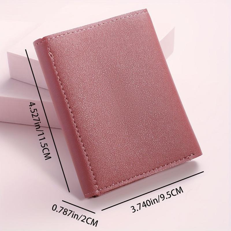 Minimalist Solid Short Wallet Trifold Coin Purse