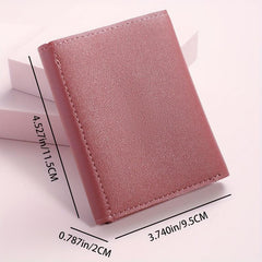 Minimalist Solid Short Wallet Trifold Coin Purse