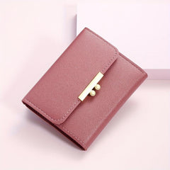 Minimalist Solid Short Wallet Trifold Coin Purse