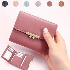 Minimalist Solid Short Wallet Trifold Coin Purse