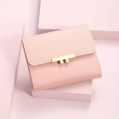 Minimalist Solid Short Wallet Trifold Coin Purse