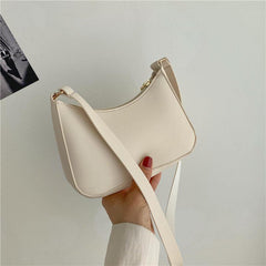 Minimalist Shoulder Bag For Women Solid Underarm Bag Zipper Handbag