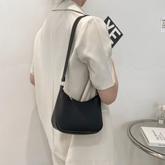 Minimalist Shoulder Bag For Women Solid Underarm Bag Zipper Handbag
