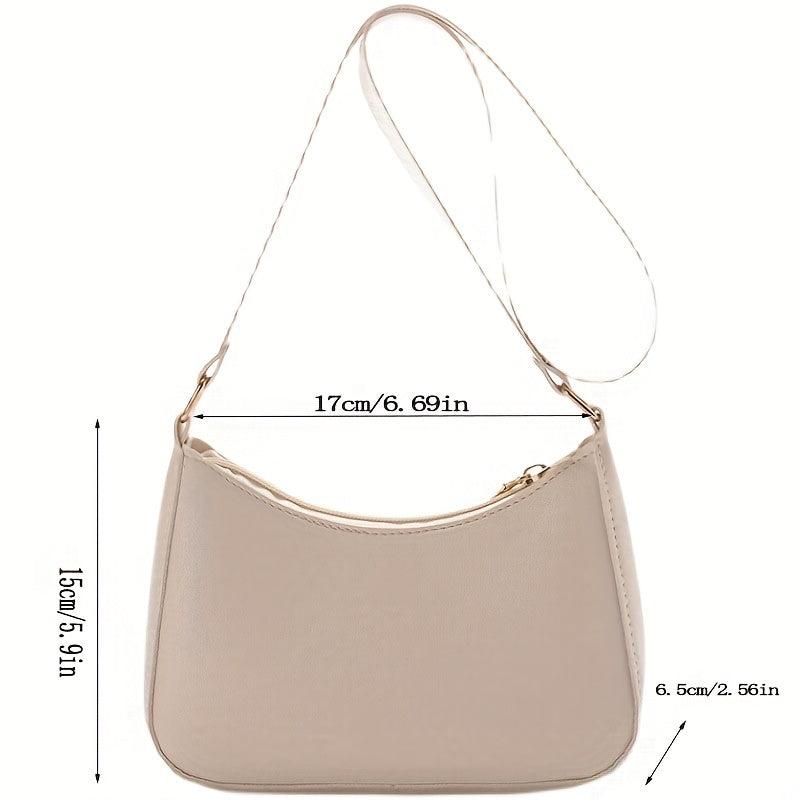 Minimalist Shoulder Bag For Women Solid Underarm Bag Zipper Handbag