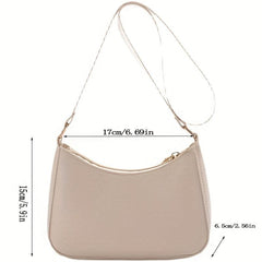 Minimalist Shoulder Bag For Women Solid Underarm Bag Zipper Handbag